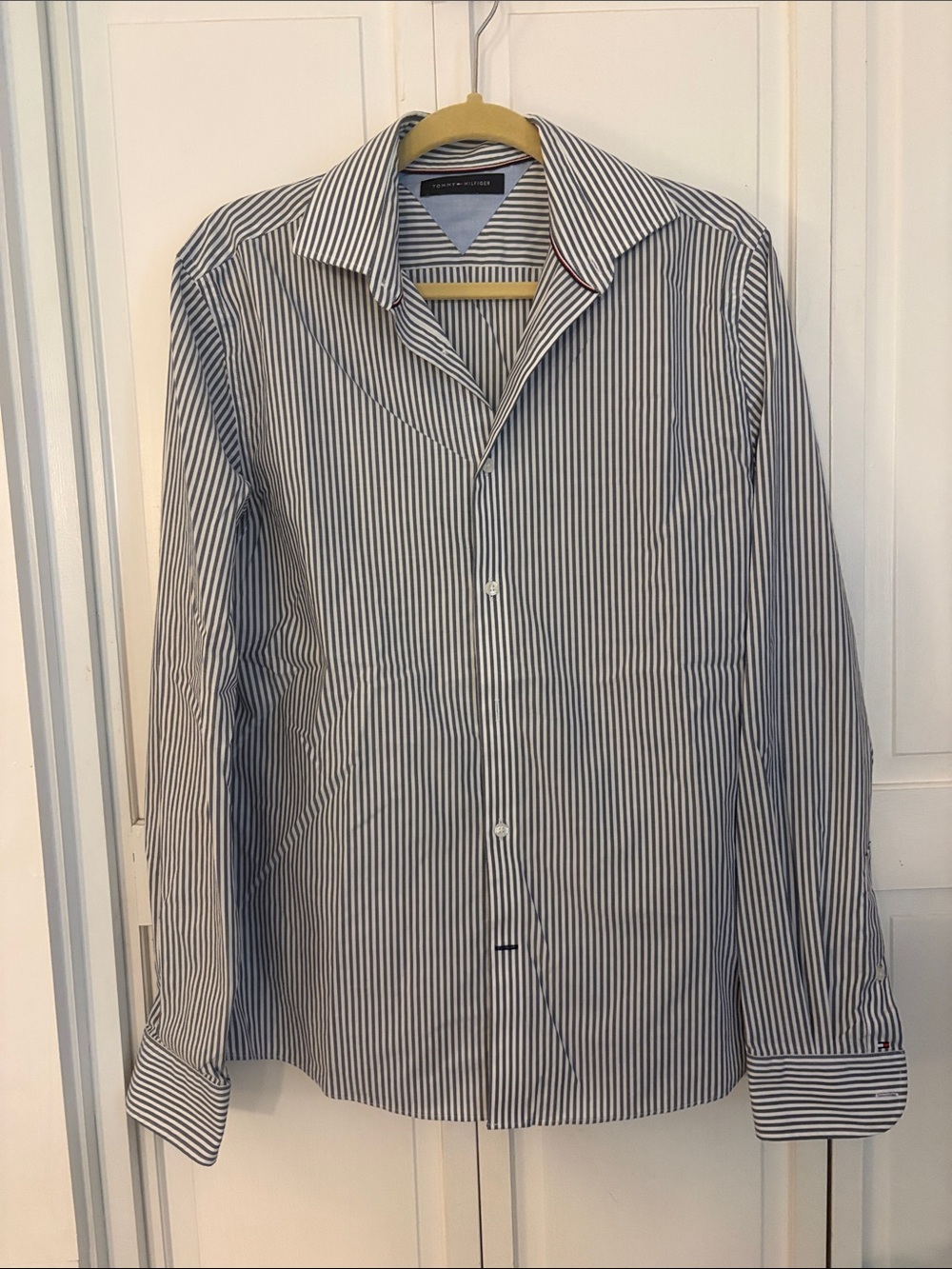 Tommy Hilfiger Navy and White Pinstripe Dress Shirt